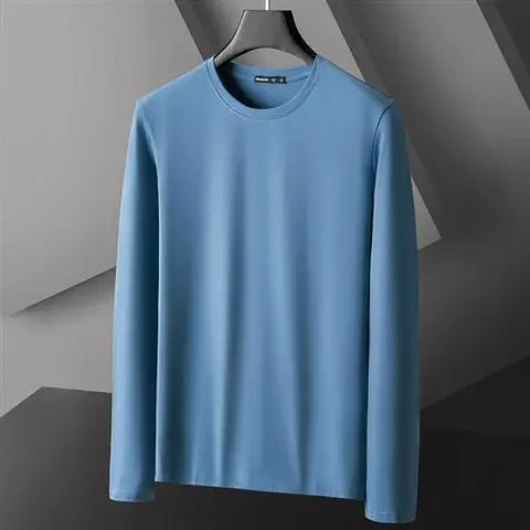 موضة تنفس الرجال مشروط كم طويل تي شيرت بلايز عادية تي شيرت أبيض ربيع الخريف 2025 جديد المتضخم تي شيرت الرجال الملابس