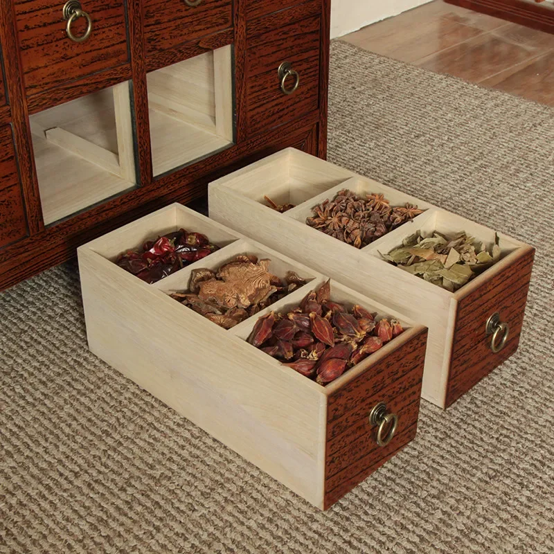 Solid wood household Chinese medicine cabinet Chinese herbal medicine storage cabinet retro multi-drawer storage cabinet family