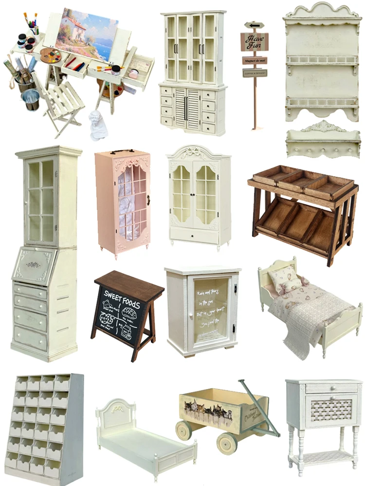 Mini DIY Handmade Furniture 1:6 Miniature Oil Painting Easel 1:12 Vintage Cabinet New Diy Miniature Dollhouse Furniture