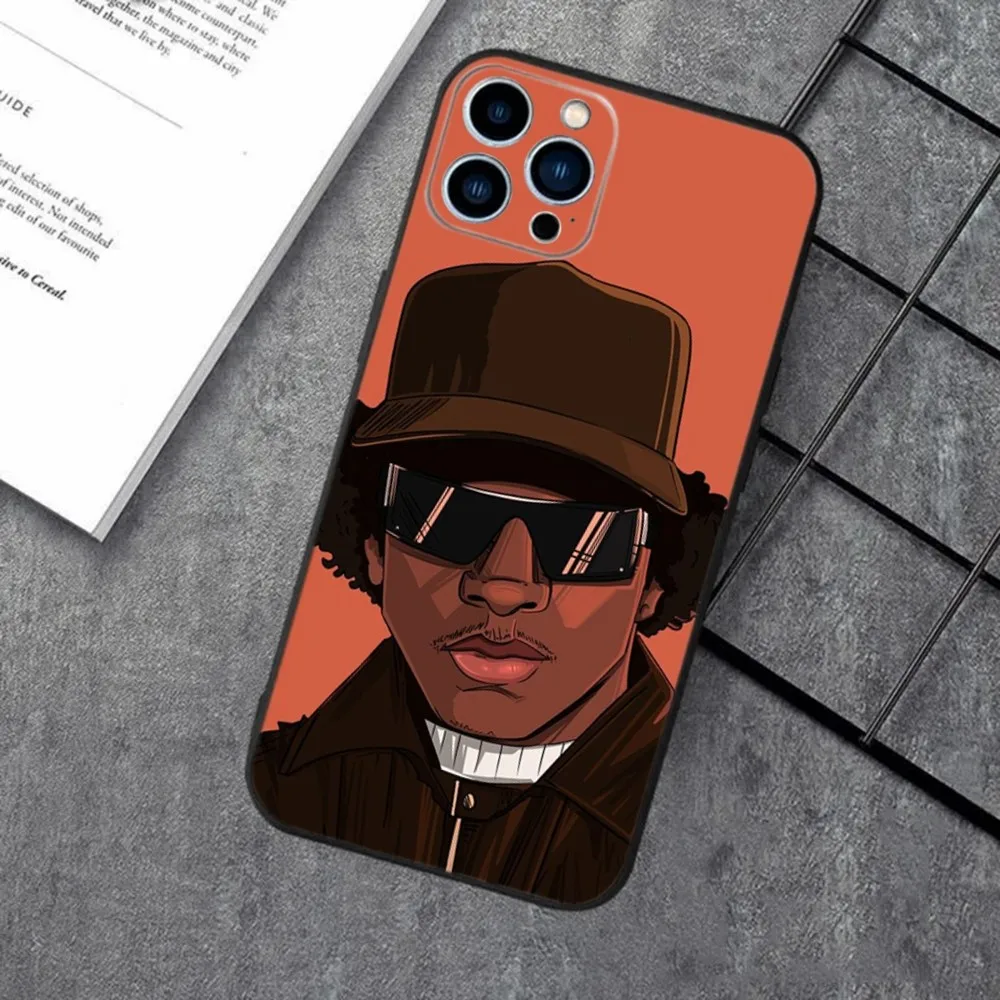 E-Eazy E Rapper Phone Case For Apple iPhone 15,14,13,12,11,XS,XR,X,8,7,Pro,Max,Plus,mini Silicone Black Cover