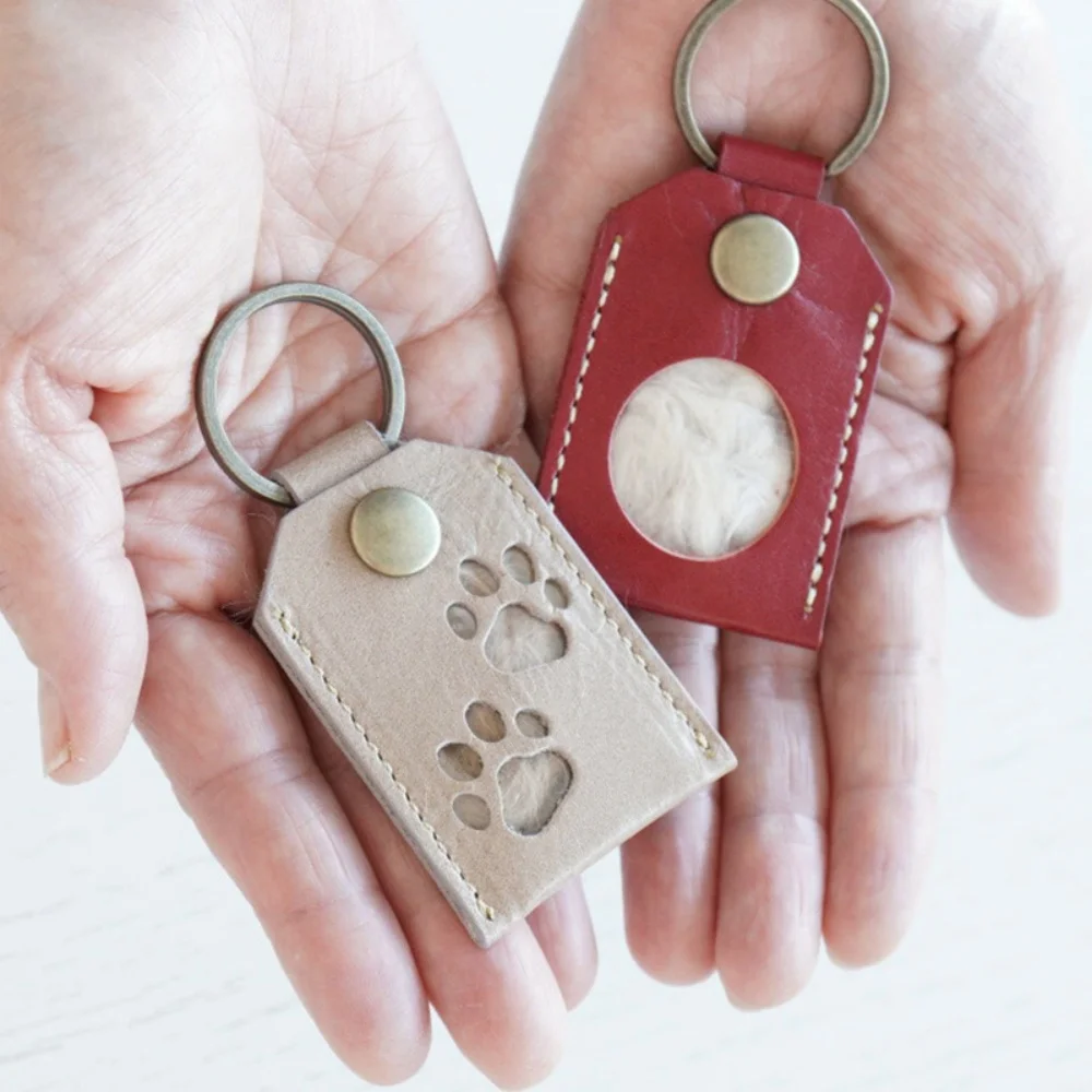 حقيبة تخزين شعر الحيوانات الأليفة المحمولة قلادة مفتاح سلسلة القط الكلب الفراء الحاويات شفافة تذكارية كيرينغ لمحفظة تذكارية عاطفية #2