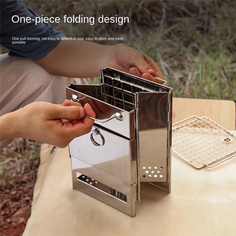 Estufa de leña plegable acero inoxidable para camping - imagen 5