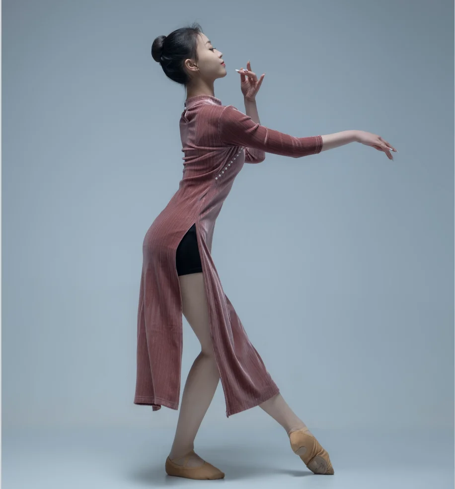 

Classical Dance Sound Slow Dance Costume Slimming Red Dust Performance Pearl Embellied Modern Dance Women's Suit