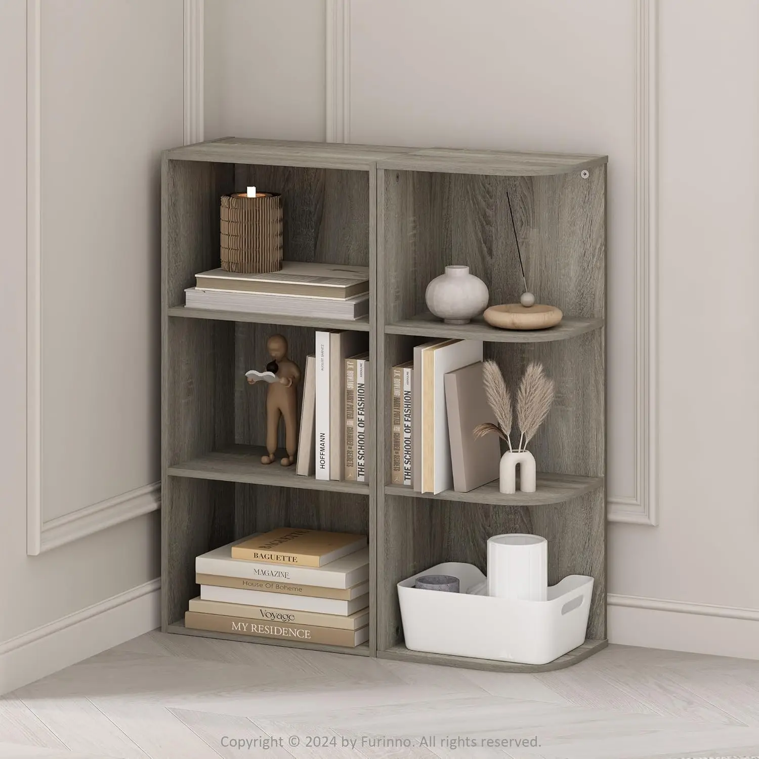 Reed Corner Shelf, 3-Tier Corner Bookshelf, Book Shelf, Corner Shelves, Storage Rack, for Organization and Storage, Home Offi view 2