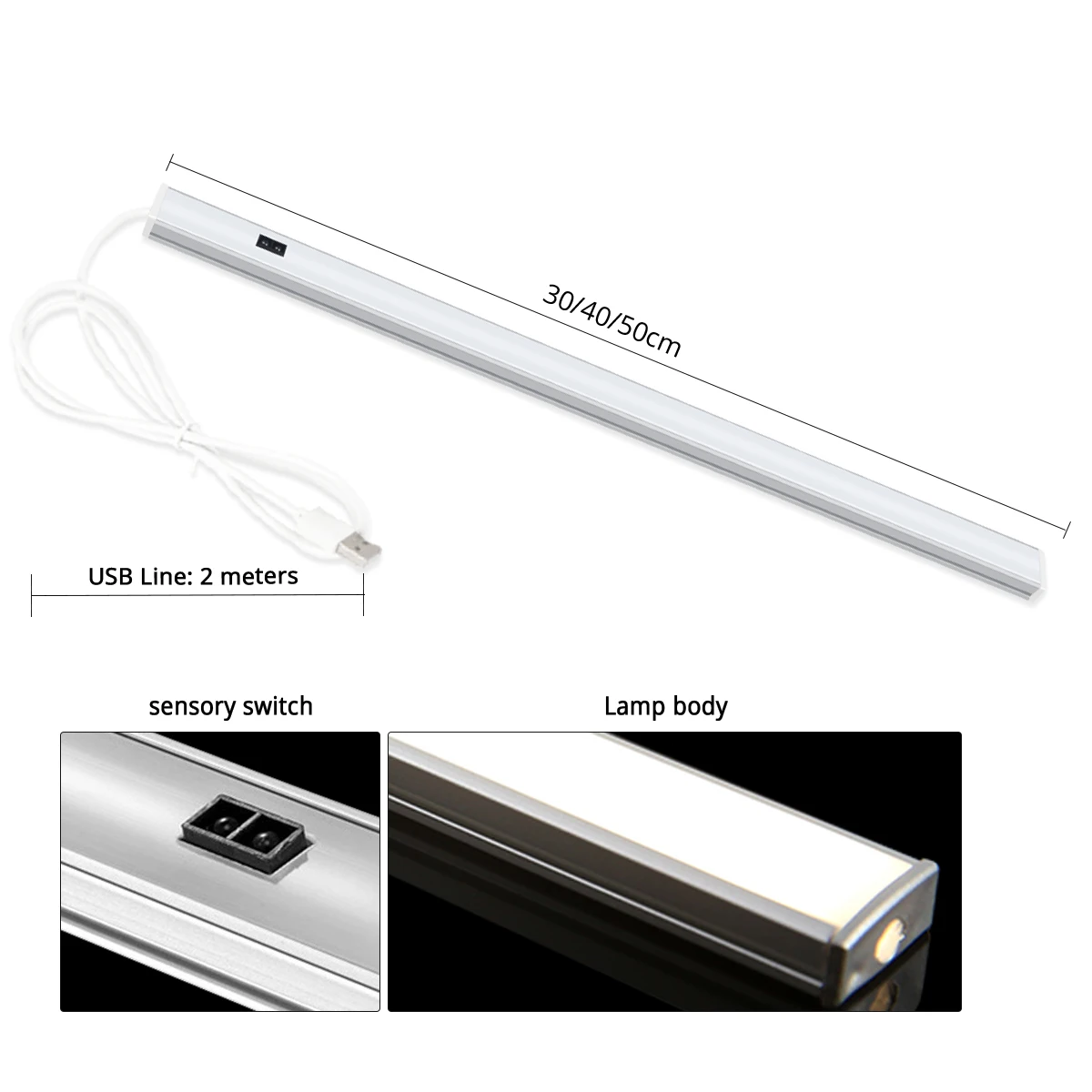 Lampy kuchenne USB 5V LED pod szafką z czujnikiem ruchu skanowania ręcznego Aluminiowa lampa barowa do łazienki Sypialnia Czytaj oświetlenie książek