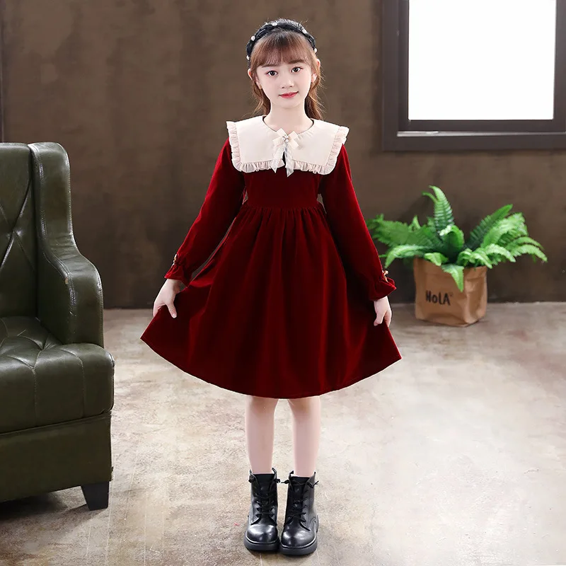 princess-style-spring-autumn-new-large-collar-dress-doll-girl-dress-ladylike-skirt-children's-clothing-cotton-blend-fabric