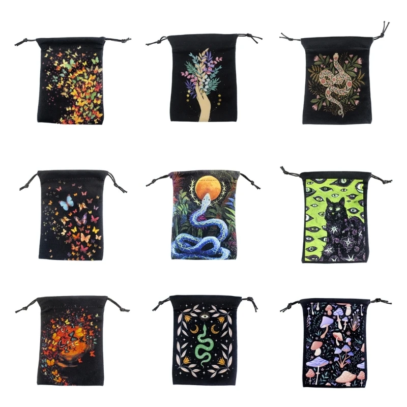 2024 New Tarot Card Storage Bag Board Game Cards Fashion Altar Drawstring Storage Bag for Dices Jewelry-Trinkets