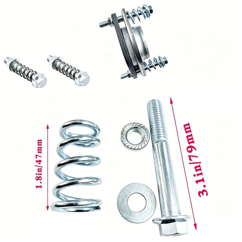 Super Sale 2PCS M10x1.25 Exhaust Manifold Bolts Kit with Springs, Universal Fit for Most Cars, Reduces