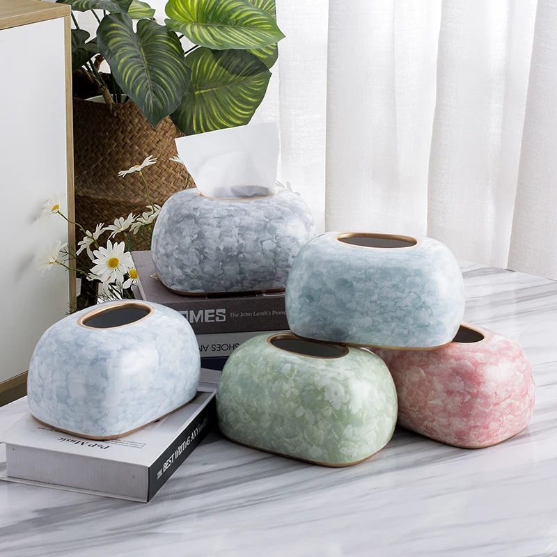 

Living Room Tissue Box Simple Style Modern Life Rest Room Tissue Box Creative Home Decor Ceramic Material Tissue Storage Box