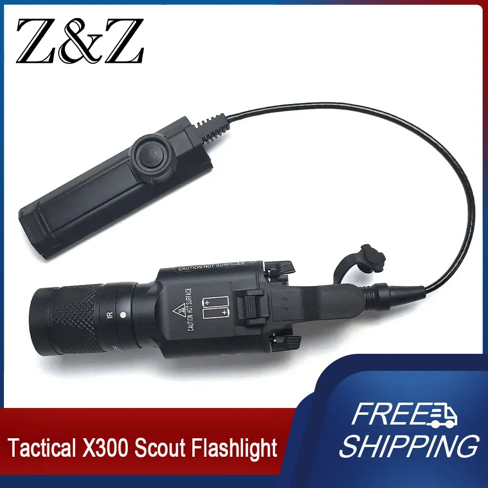 Tactical X300 X300U X300V IR Scout Light with Switch Flashlight Hunting lumen Metal Weapon light  LED Light Fit 20mm Rail