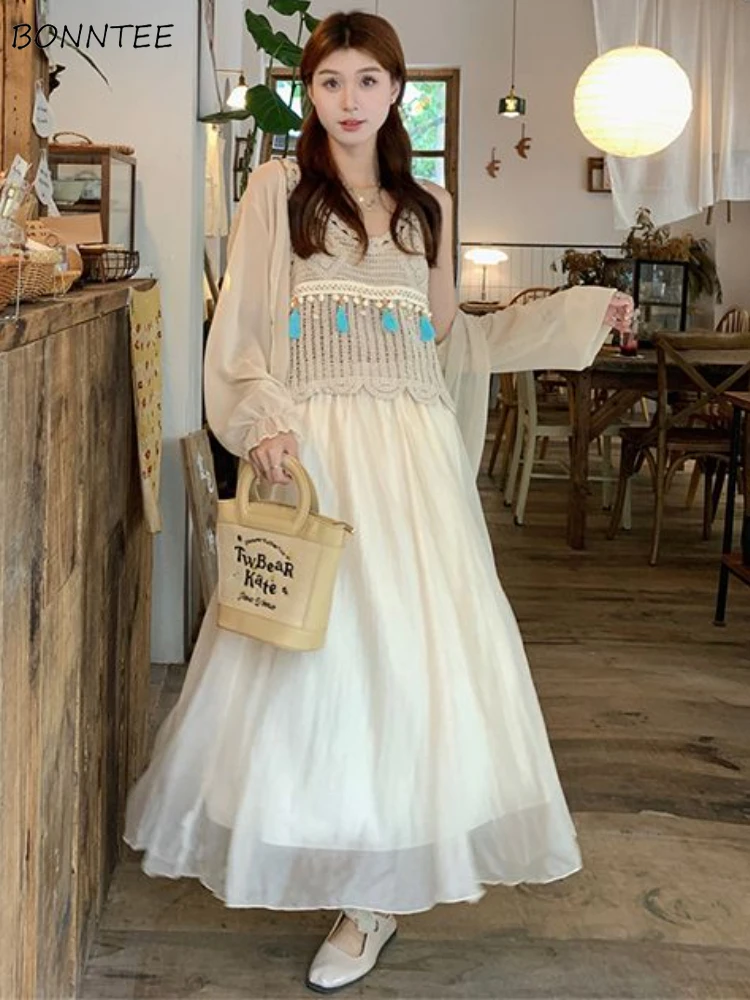 Skirts Sets Women Tassel Backless Special All-match Ladies Summer Creativity Charming Basics Leisure Korean Style Personality