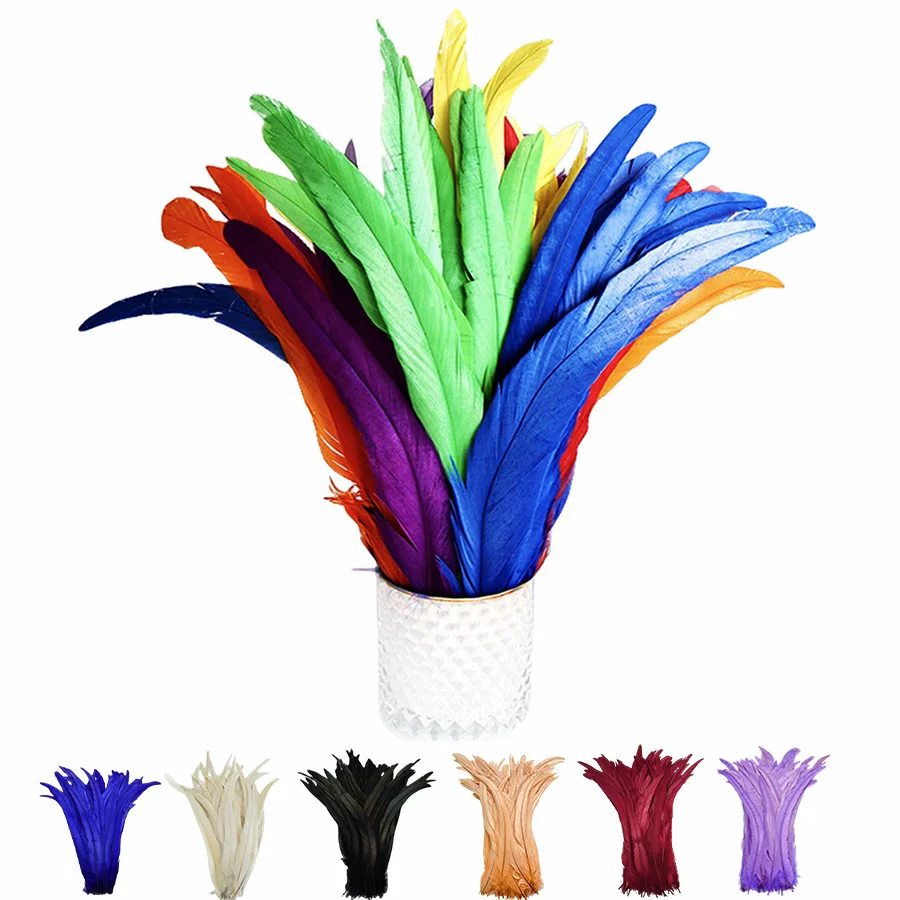 100Pcs 25-45cm Natural Rooster Feathers Crafts DIY Sewing Clothing Party Feathers Christmas Wedding Decoration