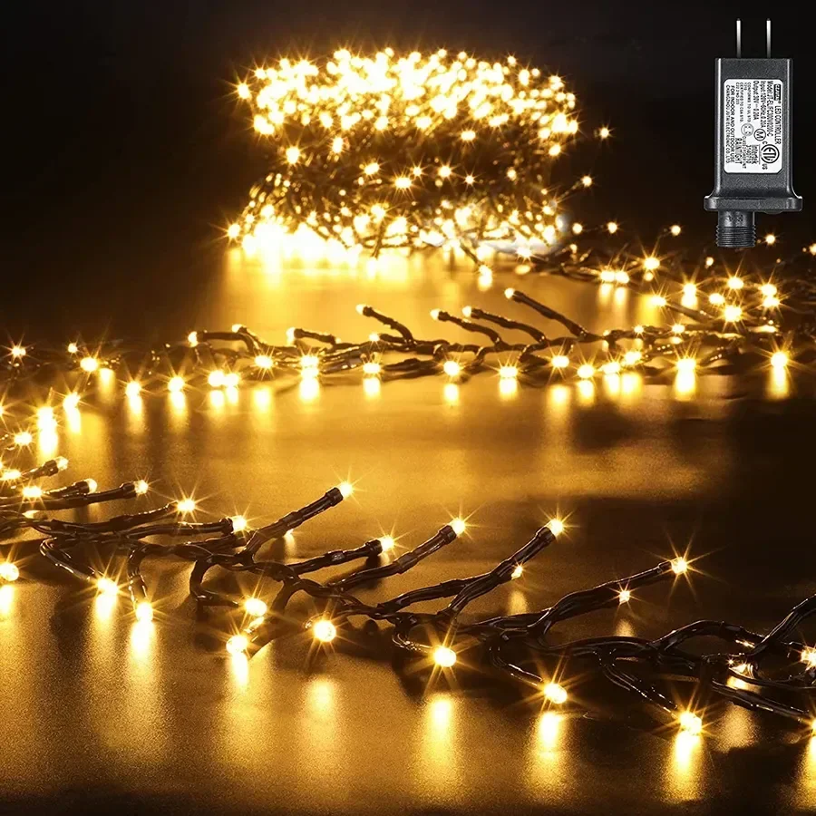 30M 2000 LED Christmas Tree Lights Outdoor Cluster Lights Christmas Firecracker String Lights Waterproof Twinkle Fairy Light