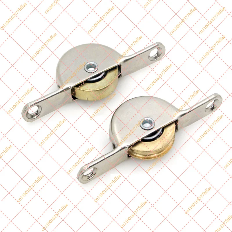 2Pcs Silent Sliding Door Pulley, Solid Pure Copper Roller Wheel with Flat/Concave Track for Vintage Window Hardware