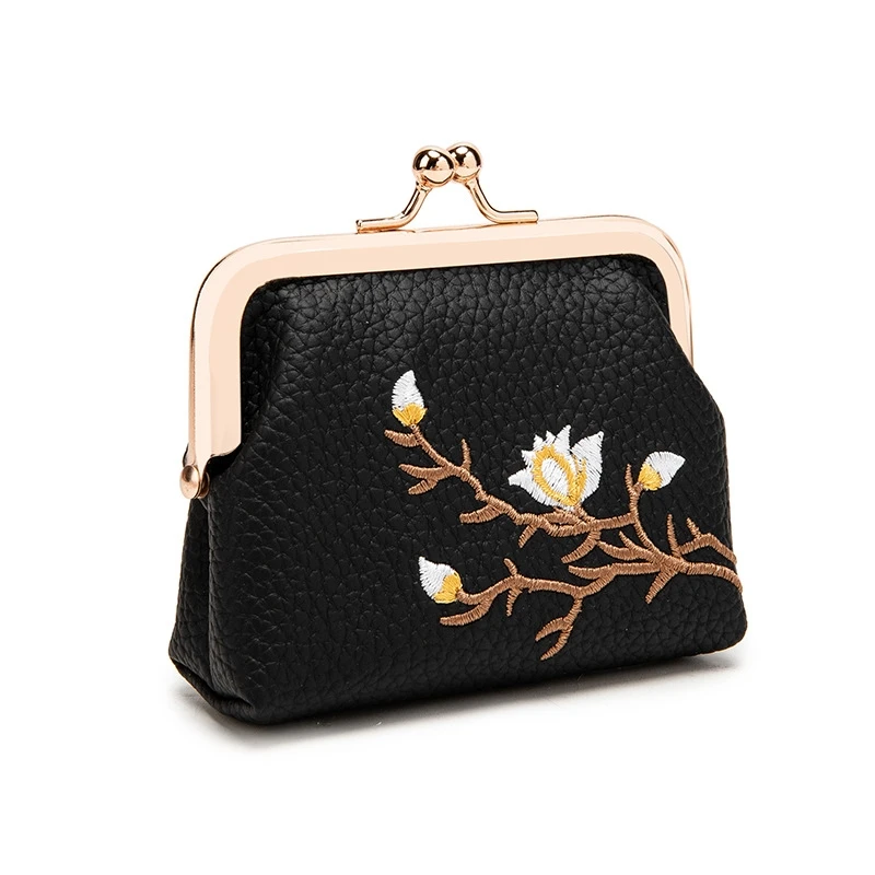  Women Elegant Embroidered Small Purse Girl Multifunctional Lipstick Holder Mini Wallet Coin Pouch