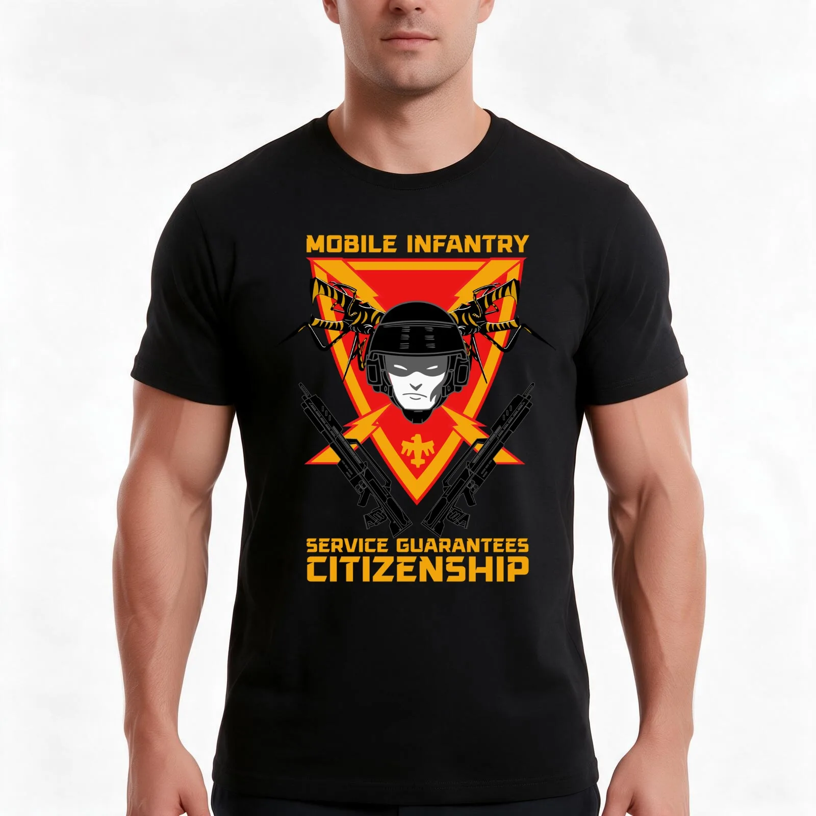 Mobile Infantry - Service Guarantees Citizenship T-Shirt, Summer Casual Cotton Tee, Oversized Streetwear Tops, Unisex Men Women