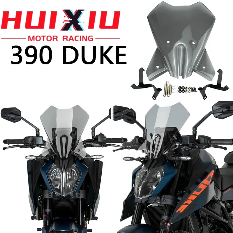

For new DUKE390 390DUKE 2024 2025+ Motorcycle Headlight Protector Screen Protective Cover Guard Headlamp Shield Long windshield