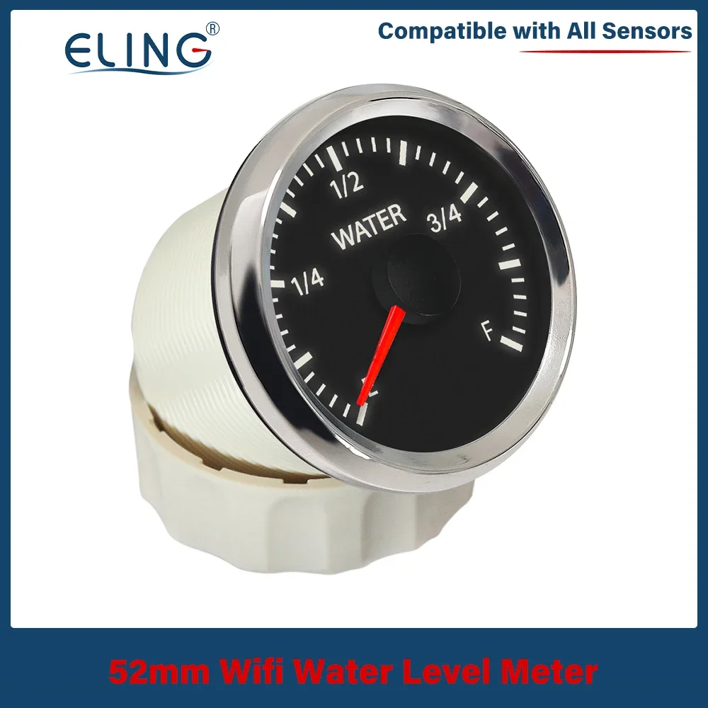 ELING Waterproof 52mm WiFi Water Level Gauge Programmable Meter Compatible with All Types and Ranges Ohm Signal Sensor DC 12V24V