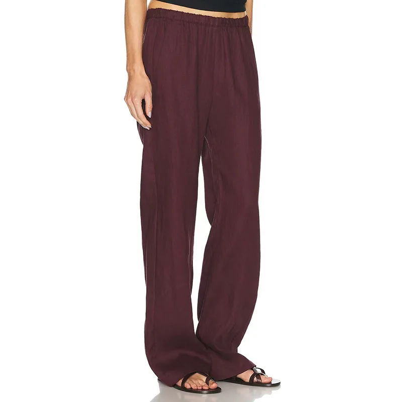 Lazy Wind Elastic Waist Linen Straight Pants for Commuting, Versatile and Comfortable Casual Pants for Women, 2026 New Style