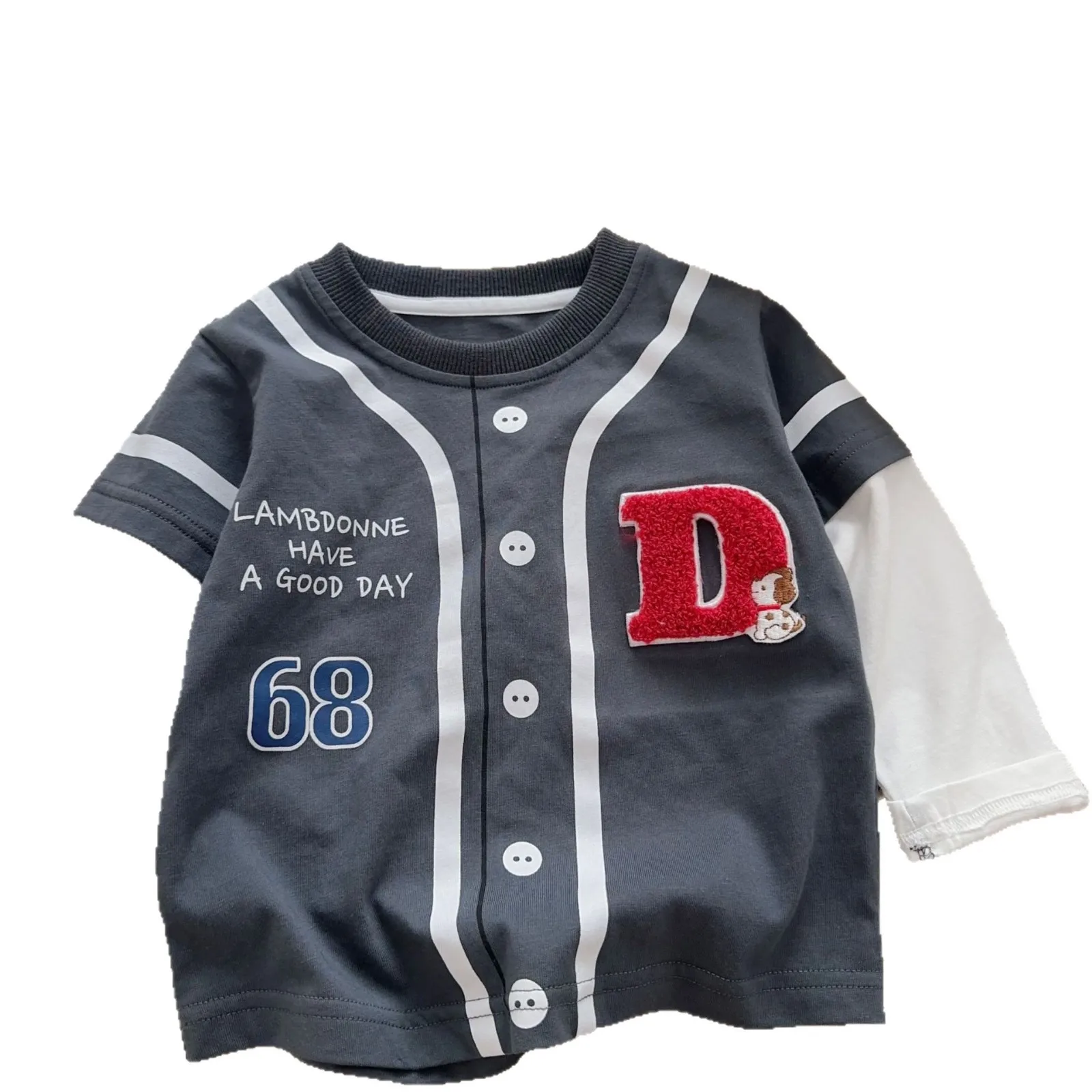 

Children's Long Sleeved t-shirt 2025 Spring Outfit Boys' Base Shirt Soft Children's Base Versatile Cotton Cute Letter Cartoon T