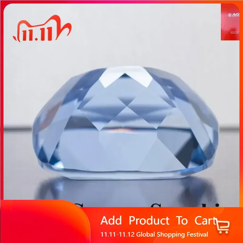 

Lab Sapphire Cornflower Color Cushion Cut 12x16mm 15.95ct Gemstones For DIY Czochralski Method Rings With AGL Certificate