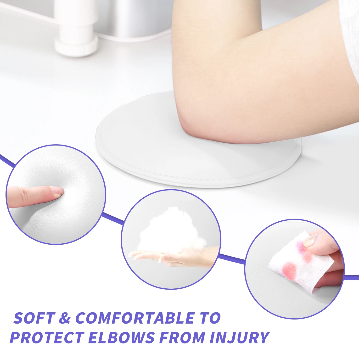 

Round Microfiber Leather Elbow Rest Pad Cushion Professional Non-Slip Base Nail Technician Hand Rest Pillow for Salon Home Use