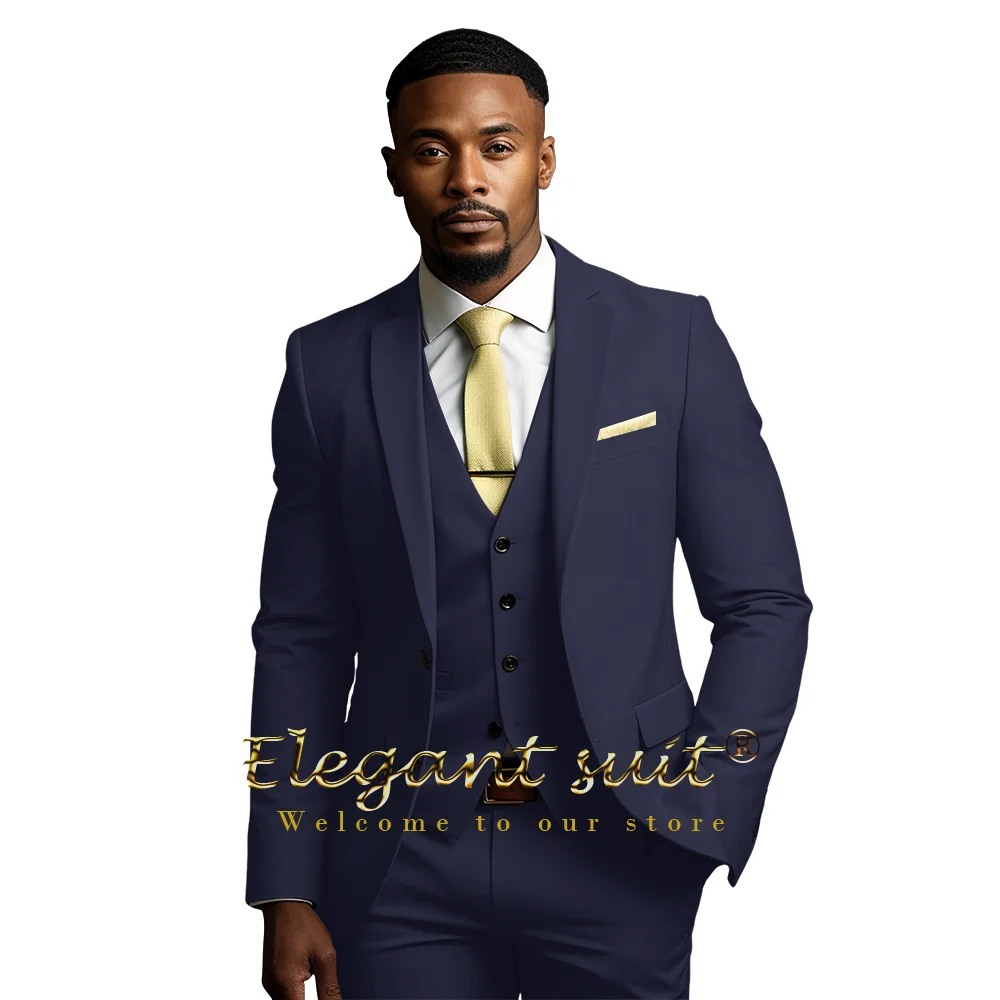 Men\'s formal suit 3 piece suit (jacket + vest + trousers) elegant wedding fashion party custom notch lapel 2 button suit