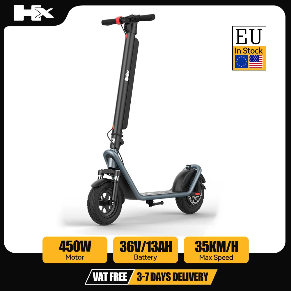 Patinete eléctrico para adultos HX X11, plegable, 450W, 13AH, 36V, 35 km/h, patinete eléctrico de autoequilibrio de 10,0 pulgadas