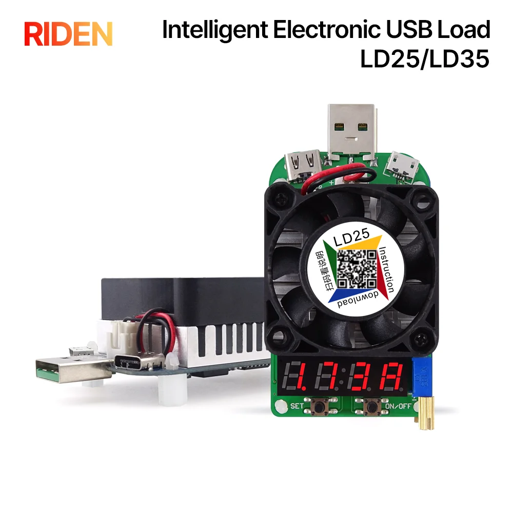 RIDEN LD25 LD35 USB Interface Electronic Load resistor Discharge battery test LED display fan adjustable current voltage