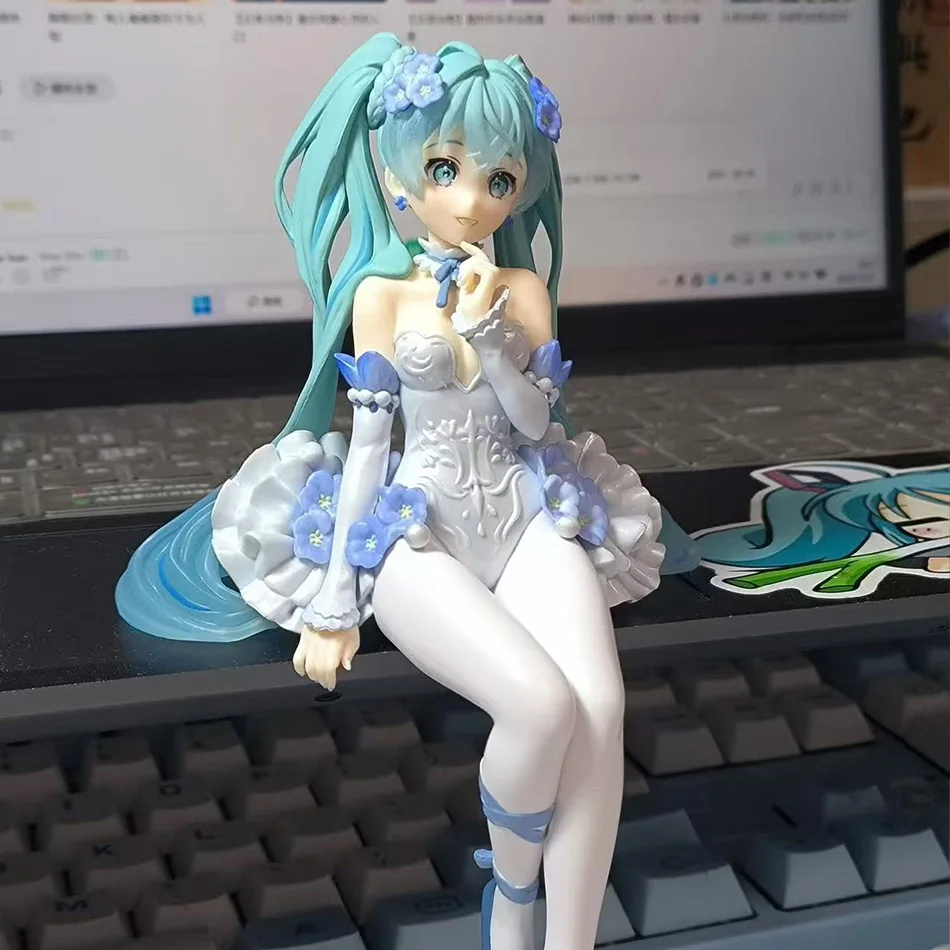 Neue Hatsune Miku Anime-Figur, rosa Sakura, sitzende Pose, PVC-Actionfigur, Modellspielzeug, Dekoration, Sammlerstück, Geschenk