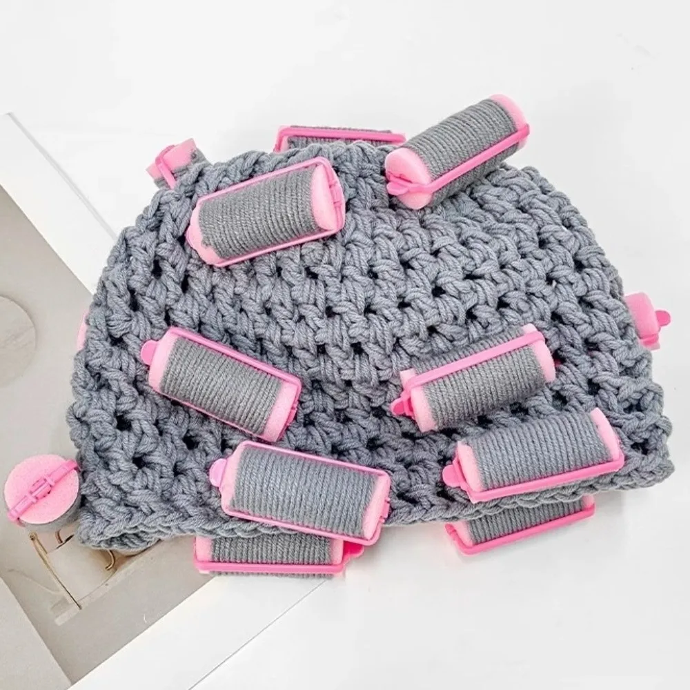 

Creative Warm Hair Curler Knitted Hat Soft Thick Pullover Cap Stretchy Handmade Curly Hair Yarn Beanie Cycling