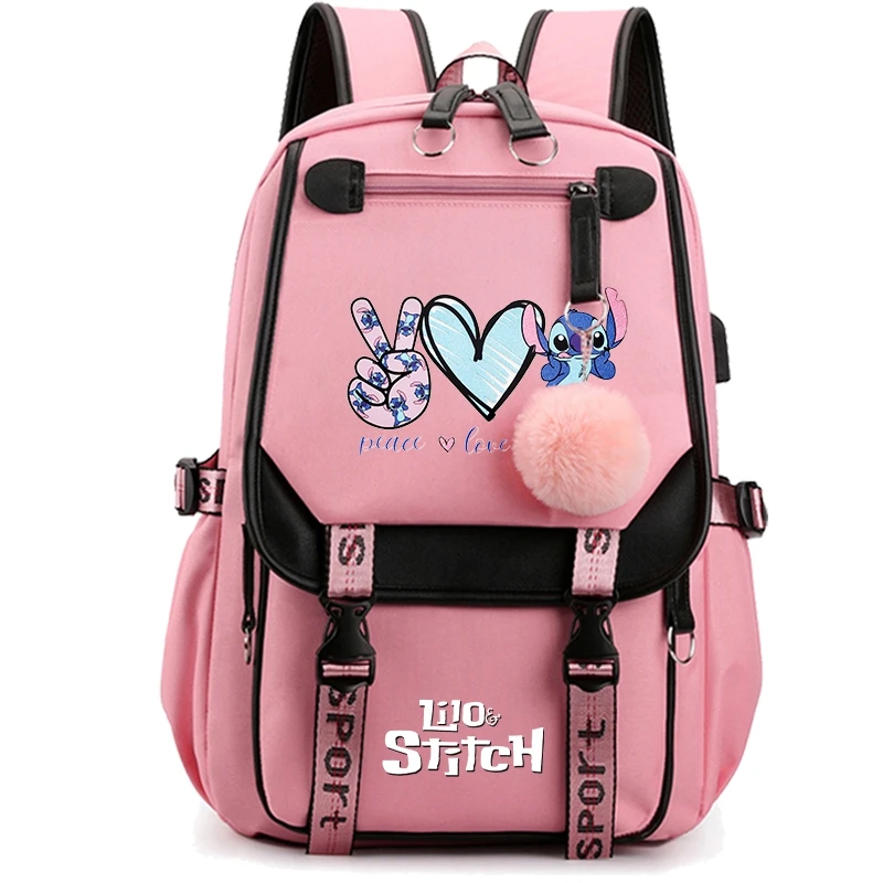 Disney Lilo Stitch Backpack for Women Canvas Laptop Bag Back To Schoolbag for Girl Boy School Bag Teenager Bookbag Rucksack