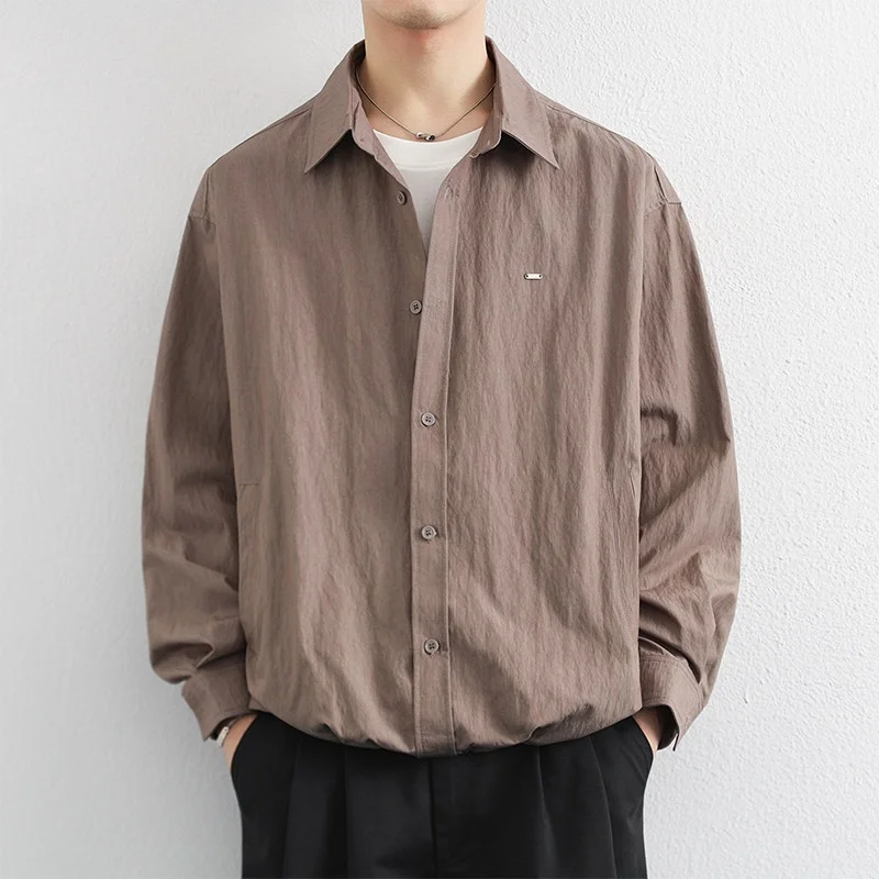 

Long Sleeve Casual Shirt Men's Spring Summer 2026 Simple Handsome Loose Fit Large Size Jacket Thin Material Resistant to Fadi...
