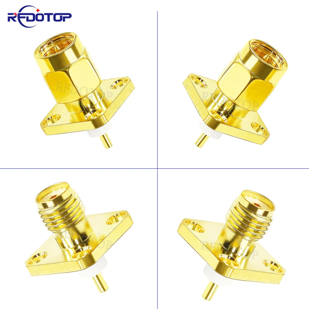 

2Pcs/Lot SMA Panel Mount Connector SMA Male Plug 4 Holes Flange Chassis Solder Coax Adapter SMA Female Jack PCB Converter 50 Ohm