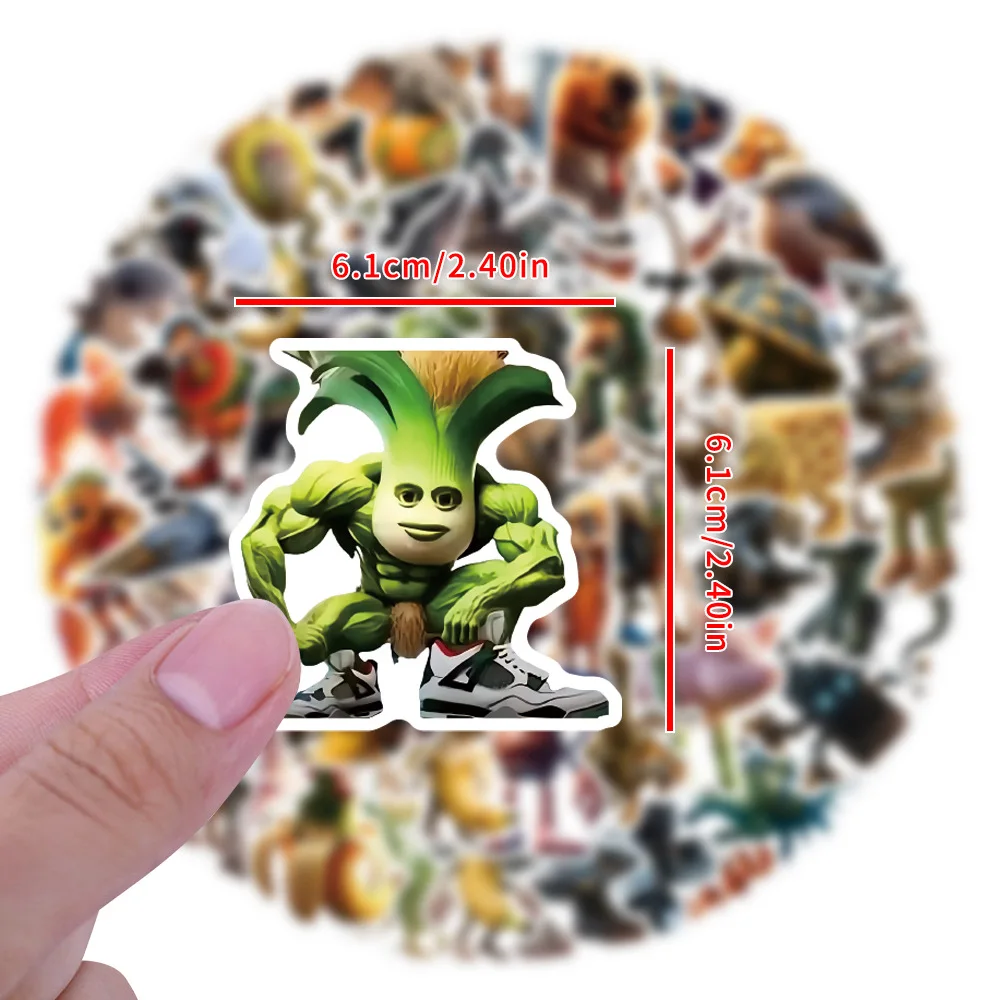 100 adesivi Tungtung Sahur adesivi ai mostri cartoni animati adesivi per bottiglie d'acqua mobili graffiti