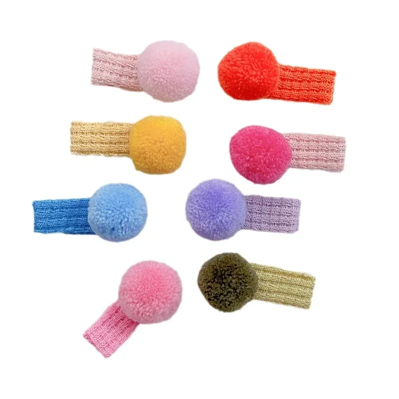 New 2pcs Korean Kawaii Candy Color Pompoms Hair Clips Little Girls Princess Barrettes Headwear Girls Kids Hair Accessories