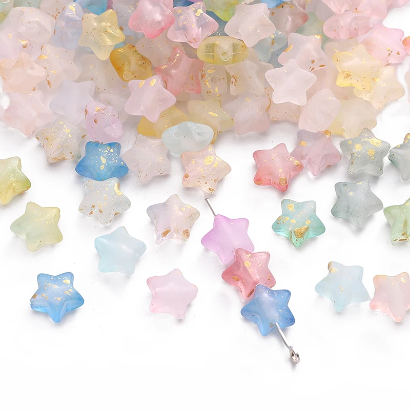 

50pcs 10x9mm Five-pointed Star Matte Acrylic Beads Loose Spacer Beads for Jewelry Making DIY Handmade Bracelet Earrings Supplies