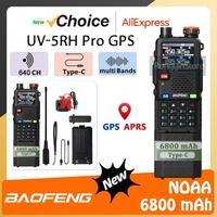Baofeng UV-5RH PRO GPS 10W Walkie Talkie APRS 6800mAh Li-ion Battery Type-C NOAA High Capacity Long Standby LCD Display CB Radio