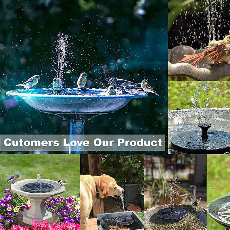 Solar Bird Bath Fountain Solar Powered Fountain Pump Energy-saving Plants Watering Pumps for Garden Patio Pond and Pool 13/16cm