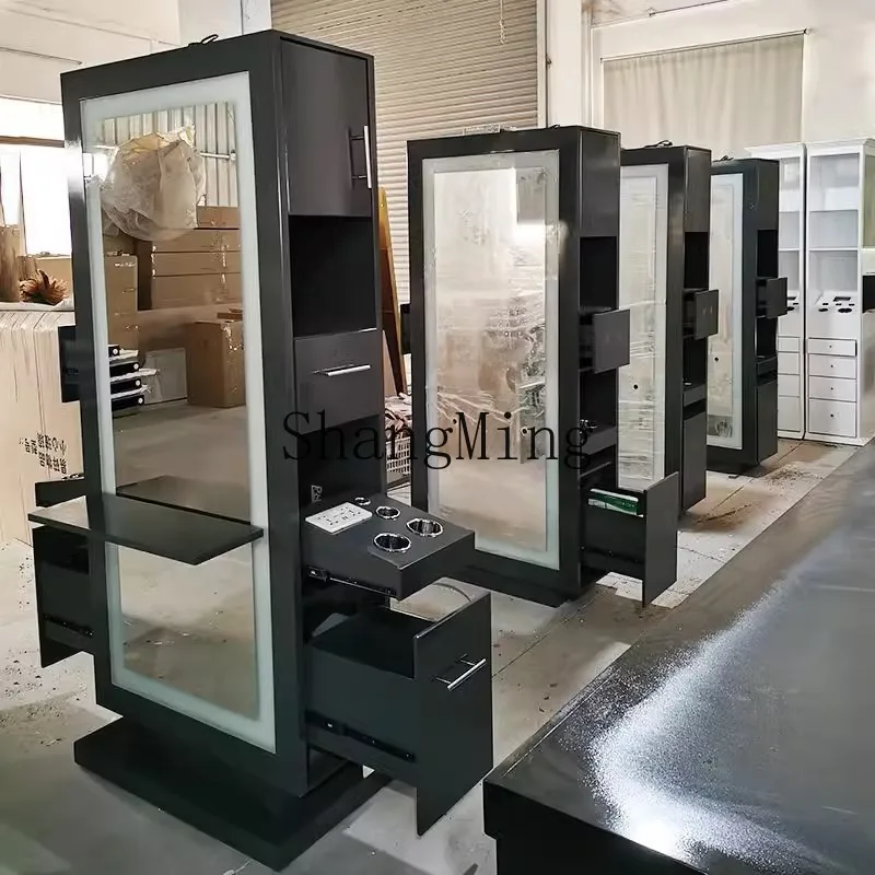 

CL manufacturer barber shop mirror table cabinet integrated desktop double-sided hairdressing mirror hair salon special makeup