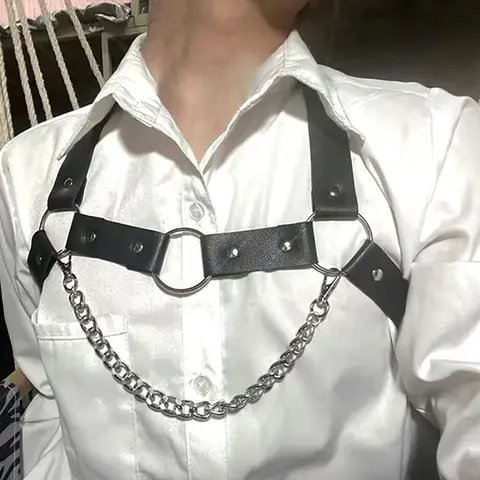 Fun sexxual Chest Leather Harness Belts Hipster Men s Strap Chest Strap Men s Strap Leather Harness Clothing Accessories