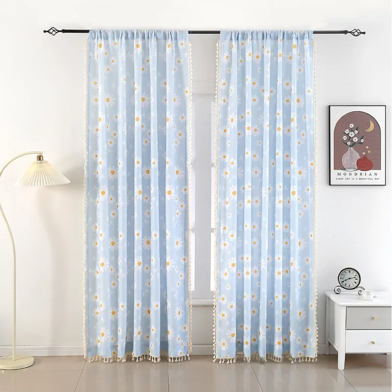 

Bedroom Curtains 2 Pieces Blackout Custom Blackout Curtains with Print for Living Room Nature Print Curtains with Fringe