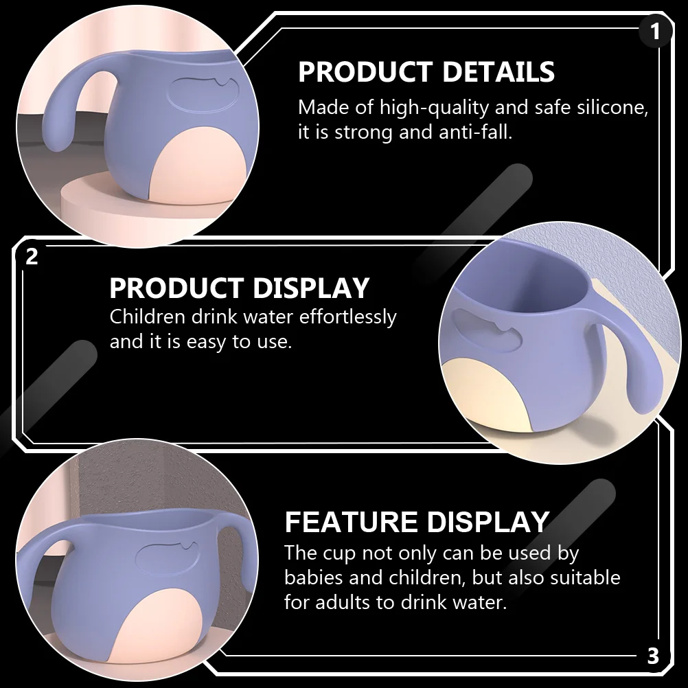

Toddler Training Cup Silicone Baby Water Cup 200-300ml Infant Drinking Tool Baby Weaning Soft Handle Open Toddler Water Glass