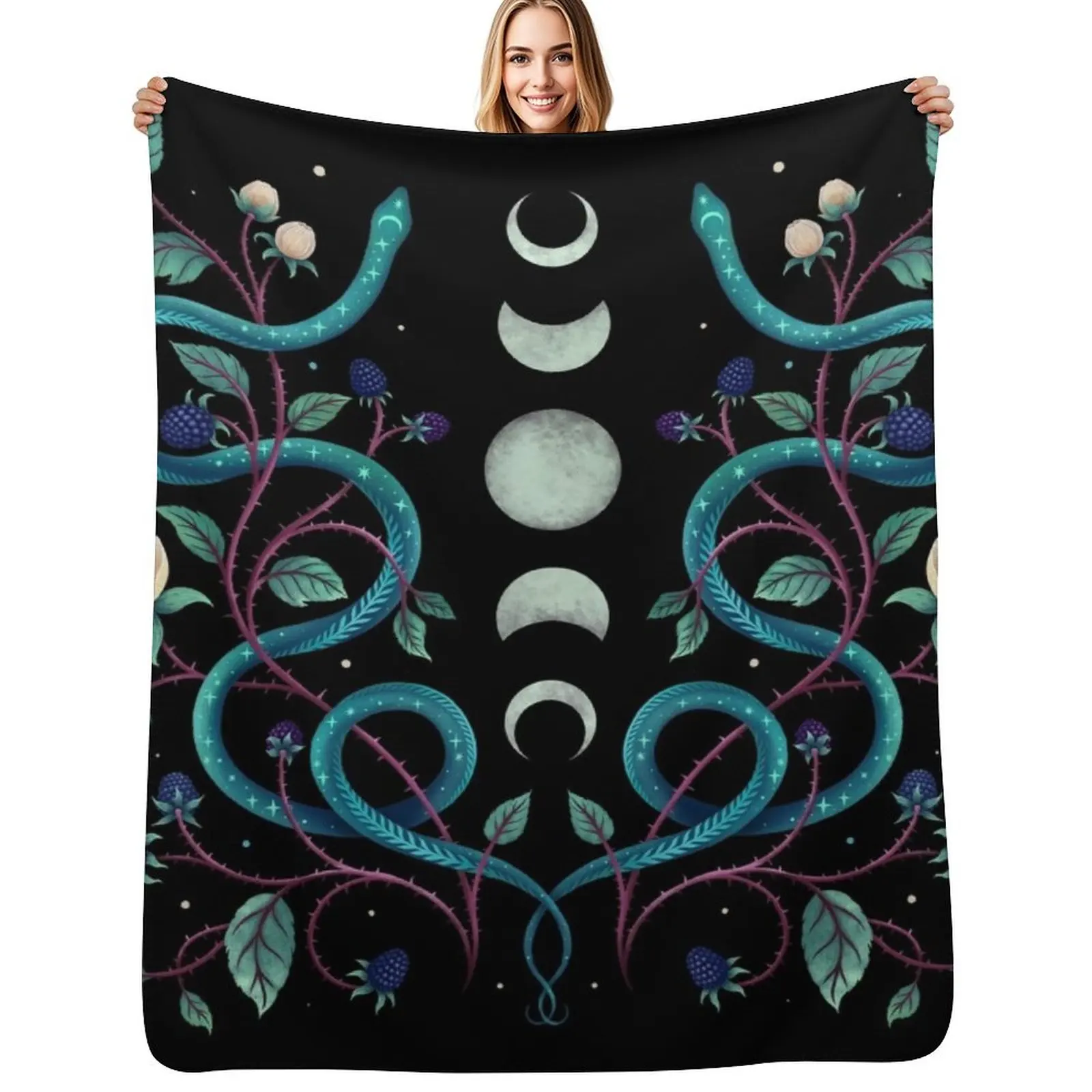 Serpent Moon Throw Blanket Soft Plush Blanket as Housewarming Gift