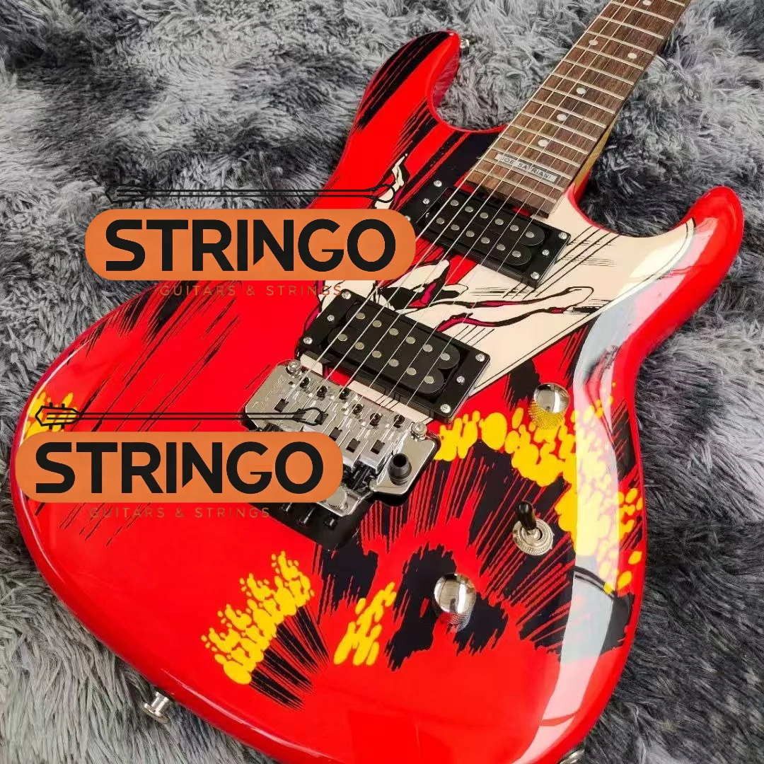 STY Graphic Double Lock Tremolo Electric Guitar Alder Body HH Pickups for Rock Advanced Players Stage Performance Collection