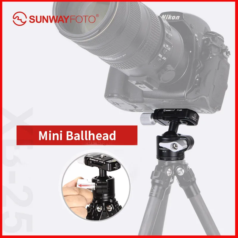 

SUNWAYFOTO XB-25 Tripod Ball Head, 360 Degree Rotating Panoramic Ballhead with 1/4 inch Quick Release Plate and for DSLR Camera