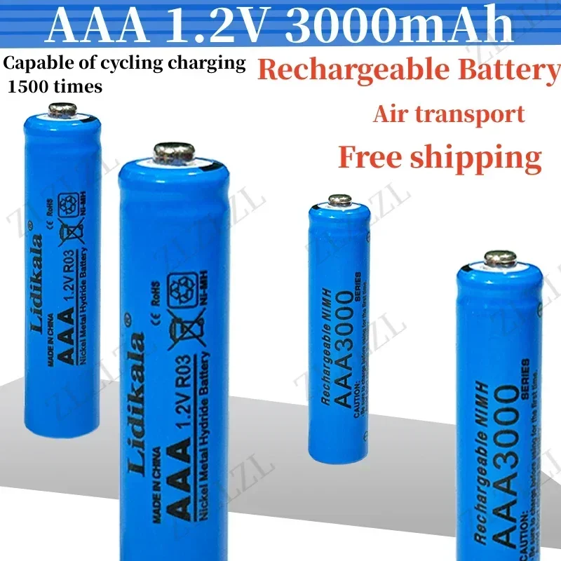 2-120PCS High-quality 1.2V AAA 3000mAh Nickel Hydrogen Battery Alkaline 1.2V Clock LED Toy Camera Battery Rechargeable Battery