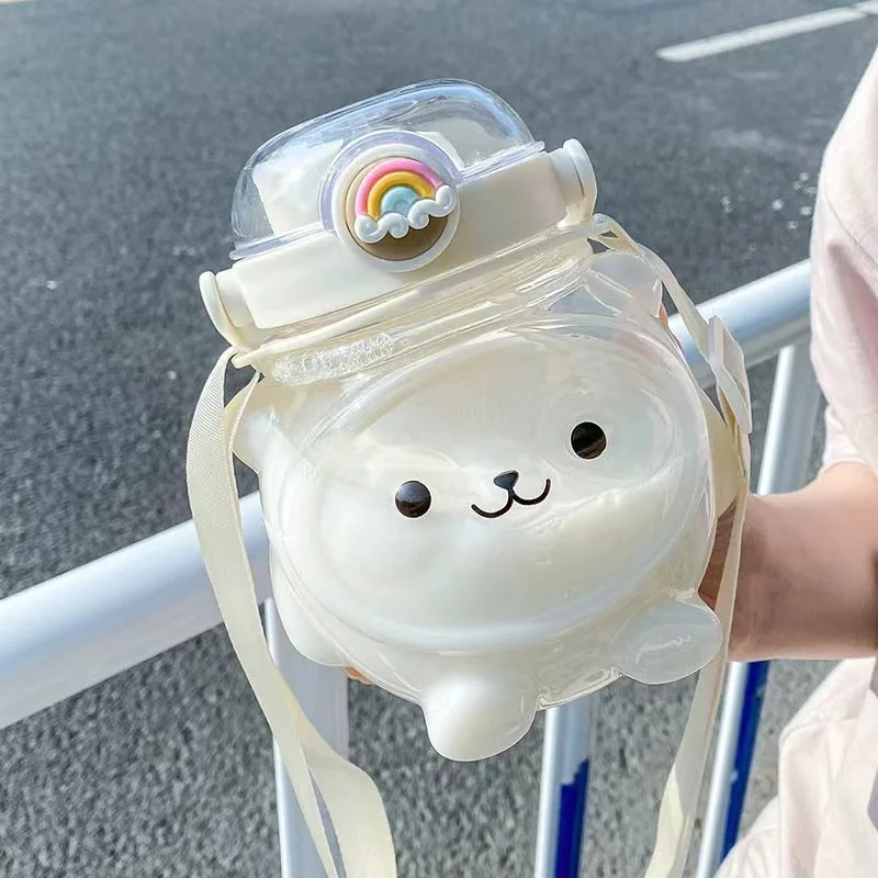 Bouteille d'eau en Plastique Transparent pour enfants, avec couvercle et Pajita