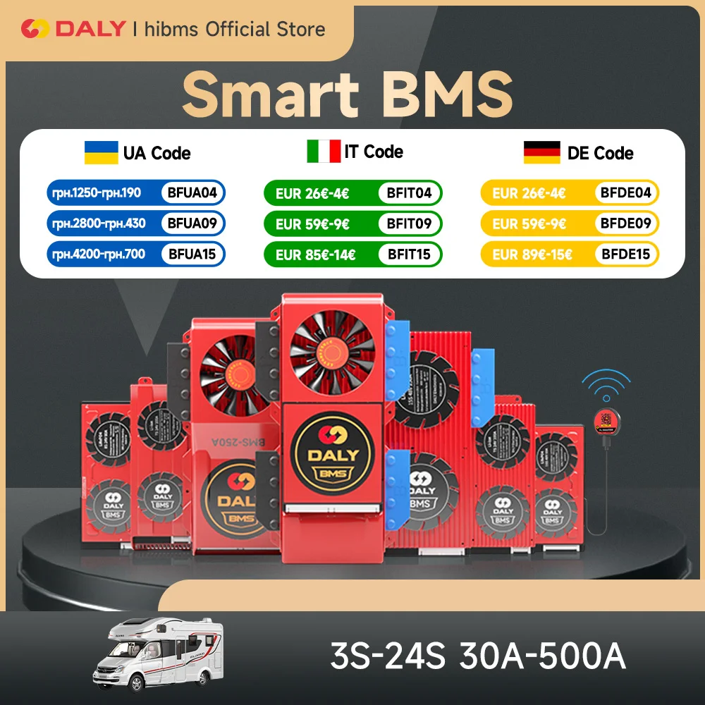 Daly Smart BMS Li-ion 7S LiFePo4 4S APP BMS 8S 24V Lifepo4 BMS 16S 48V Bluetooth parallelo inverter di energia solare Power Bank