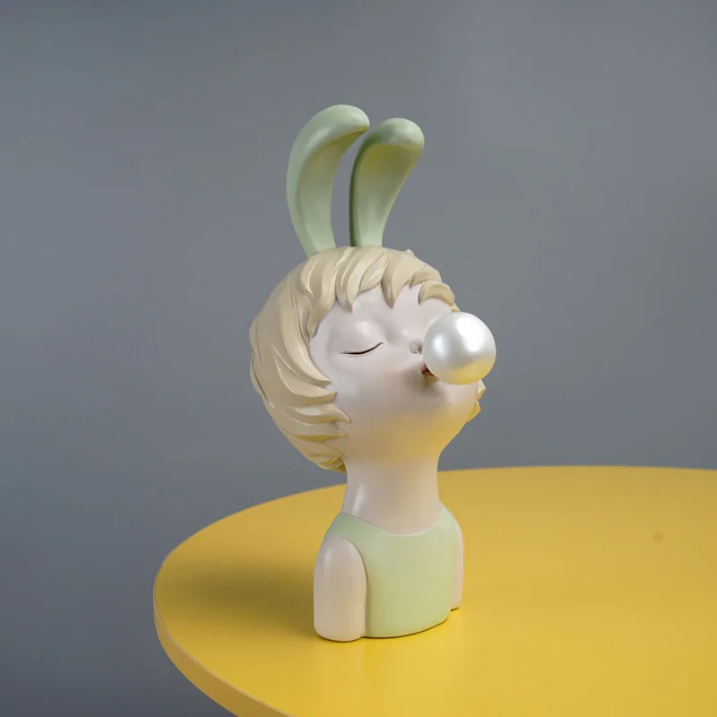 

Nordic Style Trend Resin Crafts Rabbit Children Cartoon Home Living Room Model Decoration Decorations.